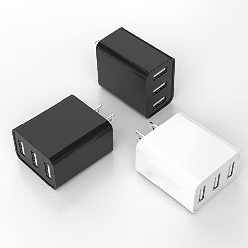 Zidni Punjač, AYNKH 3Pack 2.4 A 3-Port USB utikač Cube prijenosni zidni utikač za punjenje za iPhone Xs