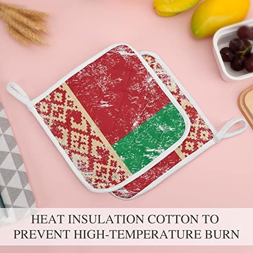 Retro Belarus Flag Držači za topline otporne na toplinu Pomoćni jastučići za kuhanje kuhinje dvodijelni