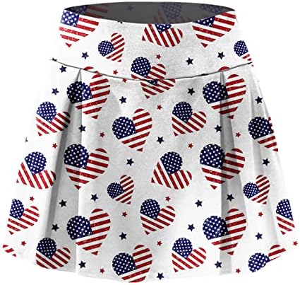 4. srpnja USA zastava za zastavu Skirt s kratkim hlačama za žene visoki struk plisirani tok za golf skrot