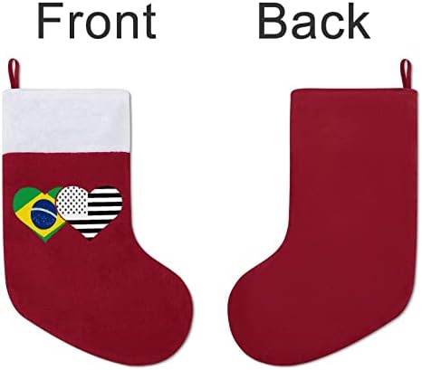 Brazilska i crna američka zastava Crvene božićne čarape Početna Ukrasi za Xmas Tree Kamin Viseći čarape