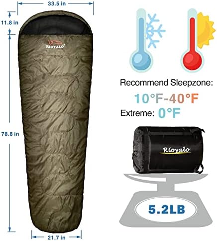 Rioyalo 0 ° F 0 stupnjeva zimske vreće za spavanje za odrasle hladno vrijeme | Grand-Teton velika i visoka