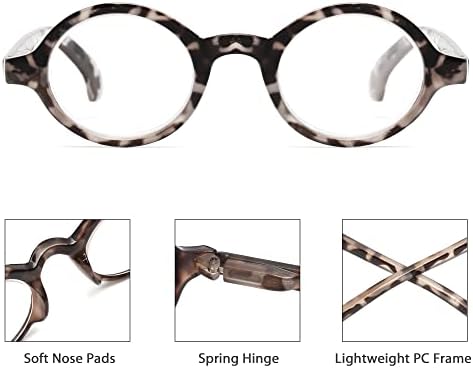 JM 5 Pack Okrugli naočale za čitanje proljeća Čitači šarke Muškarci Ženske naočale za čitanje
