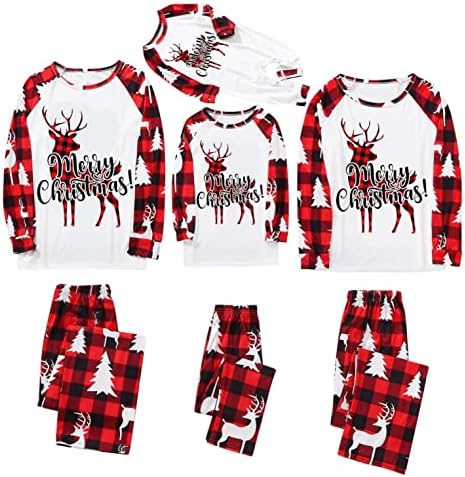 XBKPLO Loungewear Sleep Božićne pidžame za porodicu, porodica Pajamas Sleep Bagering Božićni podudaljci