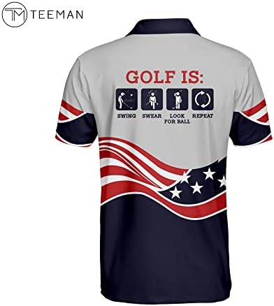 Teeman Personalizirane patriotske golf majice za muškarce, američke zastave Golf majice za muškarce, smiješna