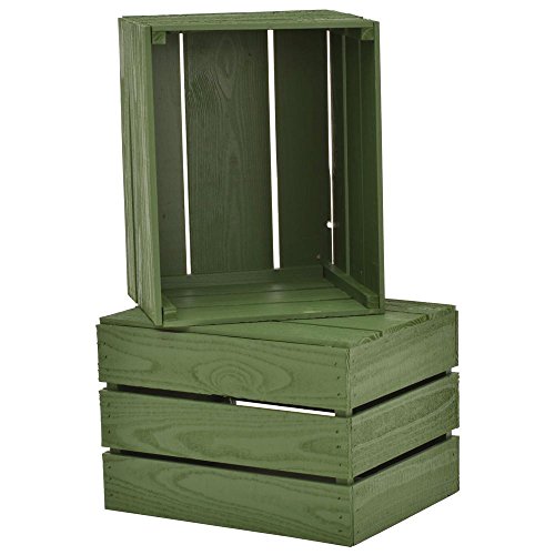 Hubert® Crate Hunter Zeleno obojeno drvo pravokutna - 17 1/2 l x 14 w x 12 h