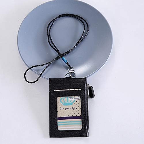 Rukav za kartice, Unisex multi-slot Zipper umjetna koža ID Badge torba Lanyard rukav za kreditnu karticu