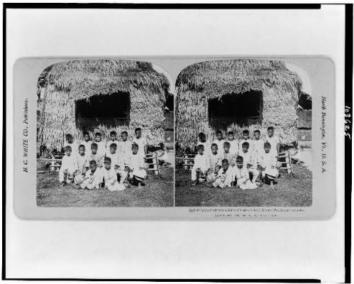 Fotografija: fotografija Stereografa, Filipinske djece,kuća rodne škole,Filipinska ostrva