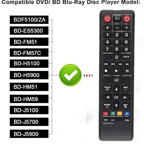 Zamjenski daljinski samsung DVD Blu Ray Player za Samsung DVD Blu Ray Disc Player BD-J5700 BD-J5100 BD-ES5000
