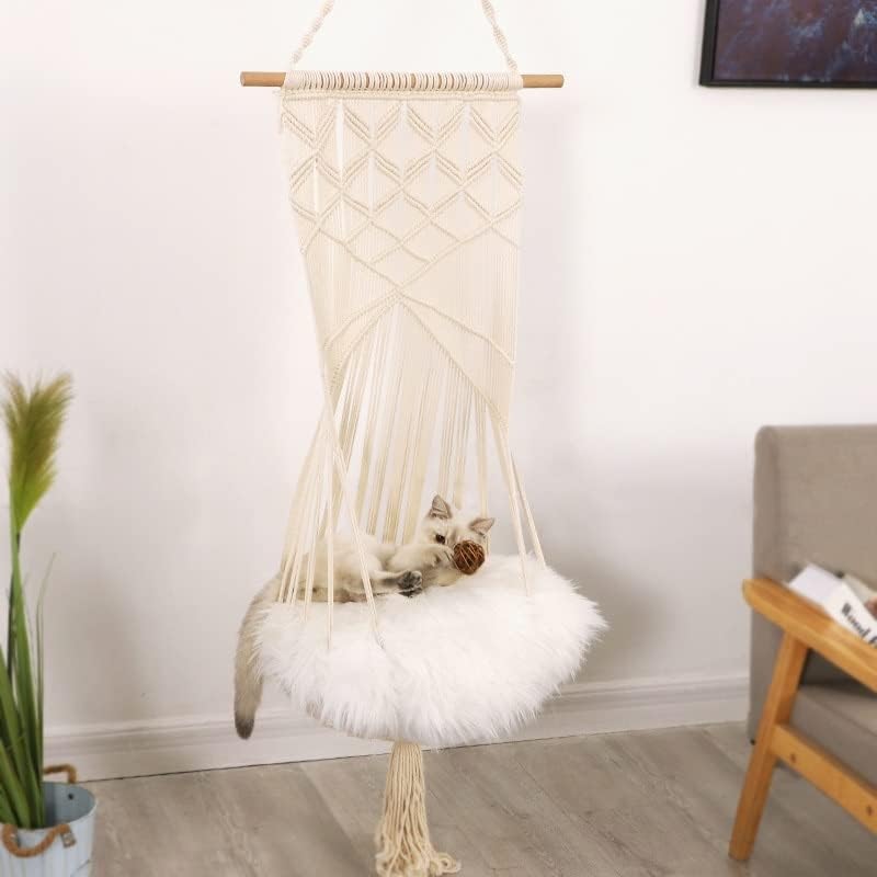 SLATIOM Cotton Handwoven tapiserija za kućne ljubimce Mačke viseća mreža za ljuljanje boemski zidni viseći
