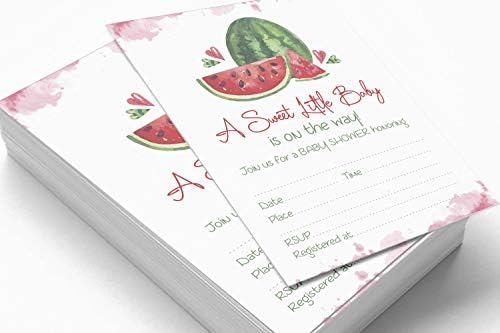 InkDotpot 30 Rodna neutralna dječja pozivnica za tuširanje lubenice popunjavaju prazne pozivnice
