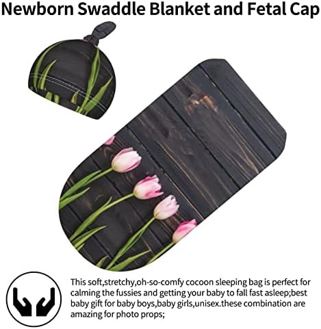Newborn Swaddle deke setovi šešire meki rastezljivi svježe odabrani tulipani bebe stvari koje primaju poklopce