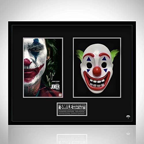 Rijetki-t Joker Joaquin Phoenix ograničeno izdanje potpisa Joker Photo & amp ;Maska klauna prilagođeni okvir
