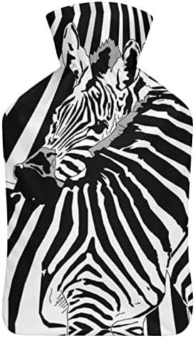 Stripes Zebras vruće boce za boce gumenim ubrizgavanjem s toplim plišnim poklopcem za bolove bolova za krevet