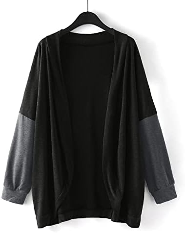 Ženski pleteni džemper otvoren prednja boja blok dugih rukava gornja odjeća jesen mekan tanki kaput Slouchy