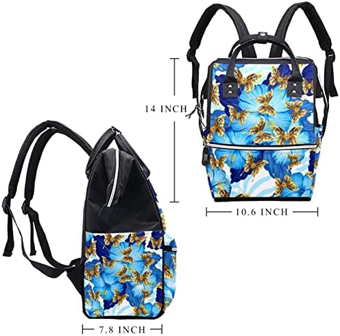 Guerotkr putni ruksak, ruksak za torbu pelena, ruksak pelena, cvjetni plavi zlatni leptiri