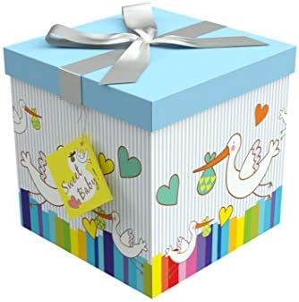 EndlessArtUS Poklon kutija 6x6x6 Petit Bebe iskačući za nekoliko sekundi dolazi sa ukrasnom trakom postavljenom na poklopac poklon oznaka i papirnati papir - nije potrebno ljepilo ili traka