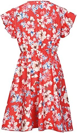 Žene Ljeto kratki rukav Seksi povremeni cvjetni ispis Mini haljina ruffle hem kratka mini haljina
