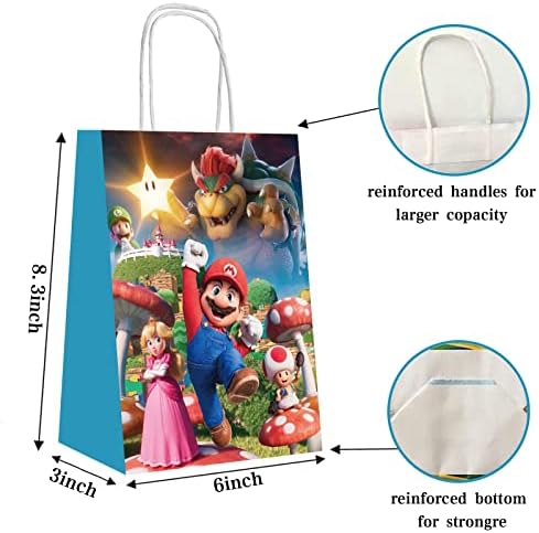 16 pakovanja Super Bros papirnih kesa za igru tematske poklon torbe za zabavu Super Bros potrepštine za