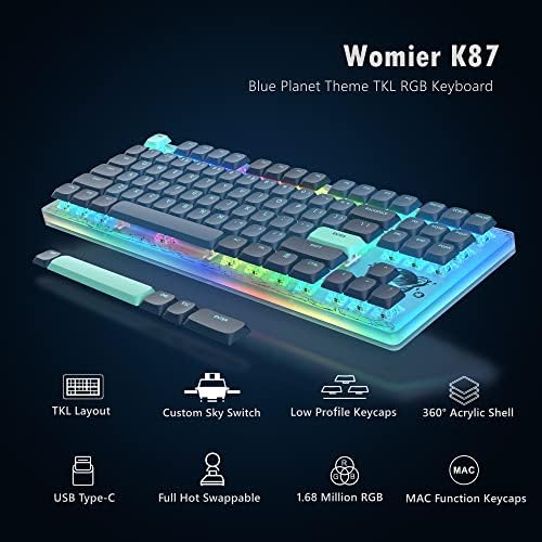 Womier K87 TKL mehanička tastatura, RGB 80% Tastatura sa Hot Swapable Planet Theme Gaming tastaturom + XVX