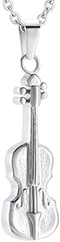Biaihqie Musical Instruments držač memorijalnog pepela od nehrđajućeg čelika, Kremacija urna ogrlica za