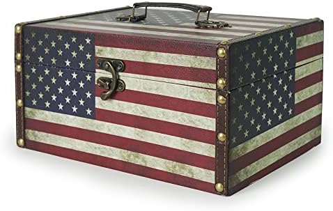 Dreamdeden Mala drvena dekorativna kutija s ručkom - Drvena kožna blaga, kofer kofera za prsa, 11,8 x 7,8