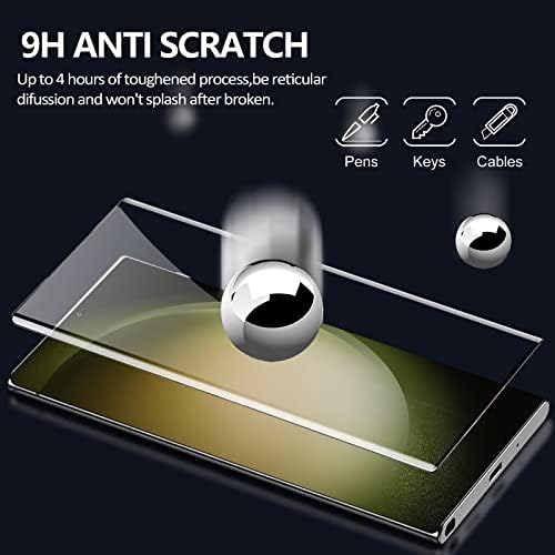 [2+2 Pack] Galaxy S23 Ultra zaštitnik ekrana, 9h kaljeno staklo, ultrazvučna podrška za otisak prsta, 3D