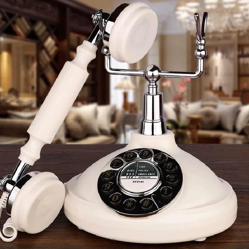 Lhllhl Retro fiksni telefon bijeli izrađen ABS antički fiksni telefon stari kabelirano ponovno biranje za