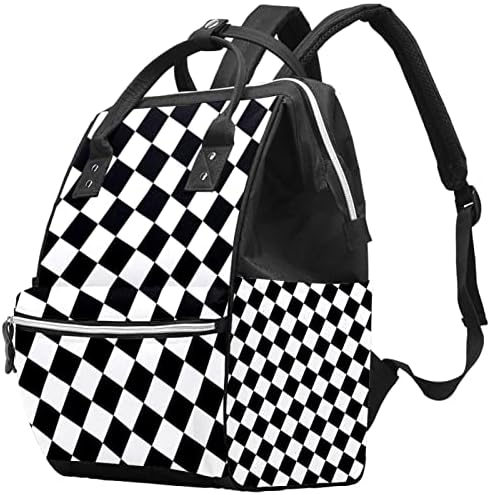 Crno bijeli kamerirani kvadrati ruksak pelena s promjenom vrećica za djevojčice Dječji dječake Djevojke