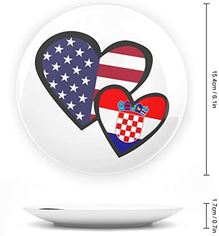 INTERLOWRing Hearts American Hrvatska zastava Keramičke ukrasne ploče sa postoljenom Kinom Viseći ukrasi