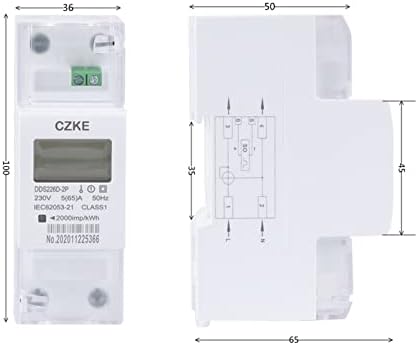 Eksil DDS226D-2P LCD jednofazni din-željeznički mjerač 65a 100a 220V 230V 50Hz 60Hz Aktivni energetski uvoz