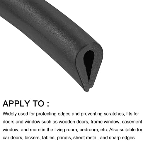 Metallixity ivice 1pcs, PVC U Channel odgovara 1-2 mm rubne brtvene trake - za prozor za domaće vrata, crna