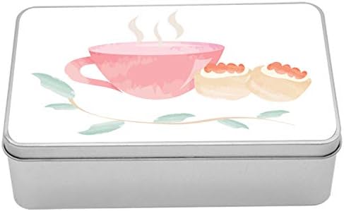 AMBESONNE čaj partikala, akvarel izvučeni scons scones kompozicija za pup čaja, prenosivi pravokutnik metalni