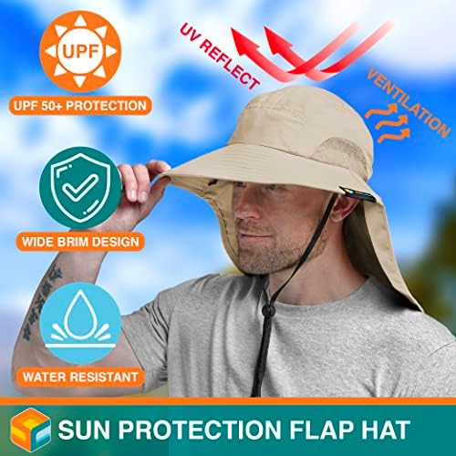 Sun CUBE šešir za sunčanje širokog oboda sa preklopom za vrat, UPF50+ šešir za planinarenje Safari za pecanje