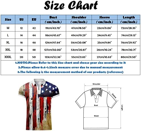Vintage Polo T majice za muškarce Patriotske košulje 4. srpnja Američka zastava Ljeto casual relax fit zip