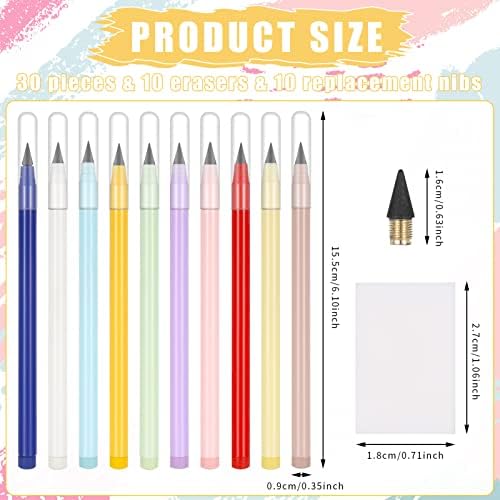 Jspupifip 50 kom Infinity olovka sa gumicom, Everlasting Inkless Forever Pencil za višekratnu upotrebu u