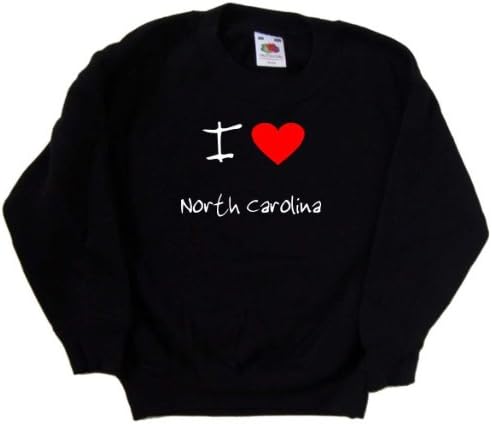 Volim srce Sjeverna Karolina crna dječja dukserica