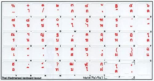 4keyboard oznake tajlandske tastature na prozirnoj pozadini sa crvenim slovima