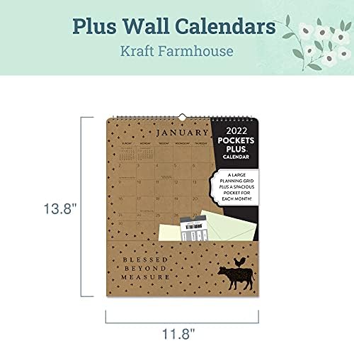2022 Zidni kalendar, kalendar spiralnog stola, mjesečni džepni kalendar 2022 i stilski zidni planer - Kraft
