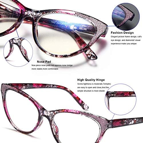 Ytdbns naočare za čitanje mačjih očiju žene-2 pakovanja kompjuterske naočare za blokiranje plavog svjetla