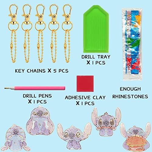 5 kom dijamantskih boja za djecu za djecu za odrasle 5D DIY CARTOT Full Bušilica Keychain Diamond Privjenti