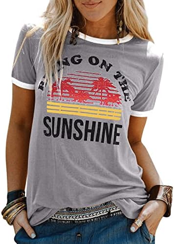 Ljetna majica za žene Grafičke majice tiskane košulje Novelty Good Vibes Rainbow Lucky Shamrock Tops bluza