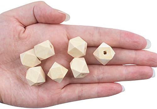 Jdesun 60 komada drvene perle geometrijskog oblika, 0,55 inča nedovršene drvene Odstojne perle zanatske