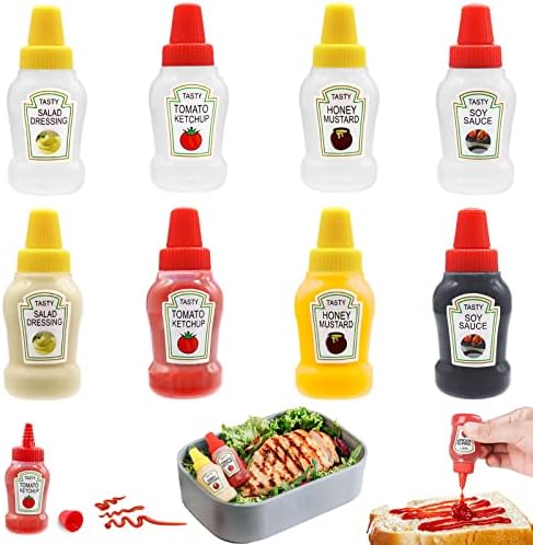 Niurewan 8 kom Mini kečap bočice,25ml Condiment Squeeze boca,plastične prenosne posude bočica za odrasle,kancelarija,kutija