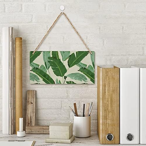 Banana Listovi drveni znak personalizirana drvena ploča Zidna umjetnost sa užadima za kućni uredski dekor