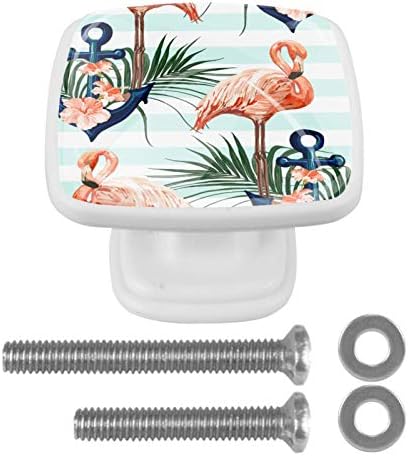 Idealiy Anchor Tropical Flamingos karirana ladica vuče ručke ormarić toaletni sto komoda dugme za povlačenje