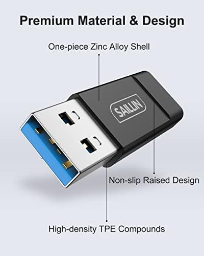 10Gbps USB C Ženka za USB muški adapter 2 Pakovanje, dvostrani USB A do USB C adapter sa brzim prenosom
