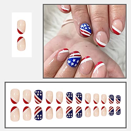 24 kom Francuska Zastava Sjedinjenih Država pritisnite na Dan nezavisnosti noktiju kratki lažni nokat 4.