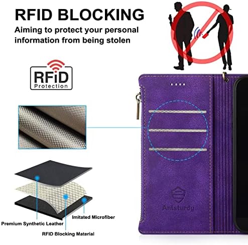 Antsturdy za Motorola Moto G Stylus 5G 2022 torbica za novčanik [RFID Blocking] [Zipper Poket] PU kožna