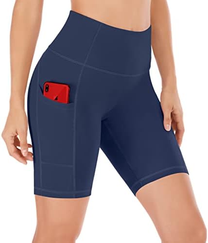 Ewedoos bajkerske kratke hlače za žene visokog struka za jogu sa 3 džepovima atletske kompresijske kratke