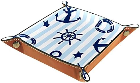HAlidey Ocean Anchor Compass Stripe Folding Dice Tray - PU Leather Dice Holder Rolling tacne, pogodan za